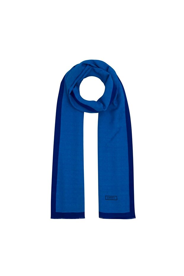 Monogram Shawl - Sax Blue - 1