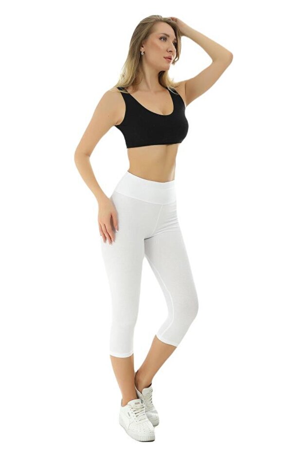 Thick Belt (Stretch Fabric) High-Waisted Capri Women's Leggings 2043