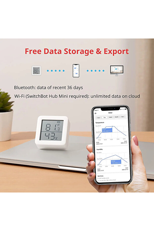 مقياس الرطوبة الذكي ومقياس الحرارة اللاسلكي ومستشعر درجة حرارة الغرفة والرطوبة عبر البلوتوث - 3