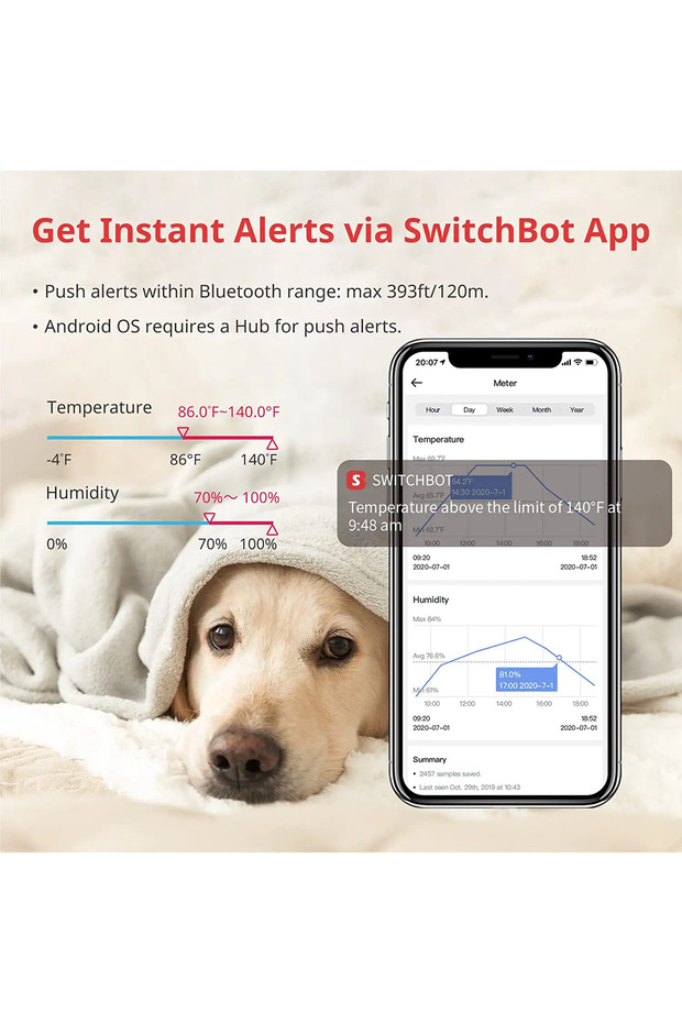 مقياس الرطوبة الذكي ومقياس الحرارة اللاسلكي ومستشعر درجة حرارة الغرفة والرطوبة عبر البلوتوث - 7