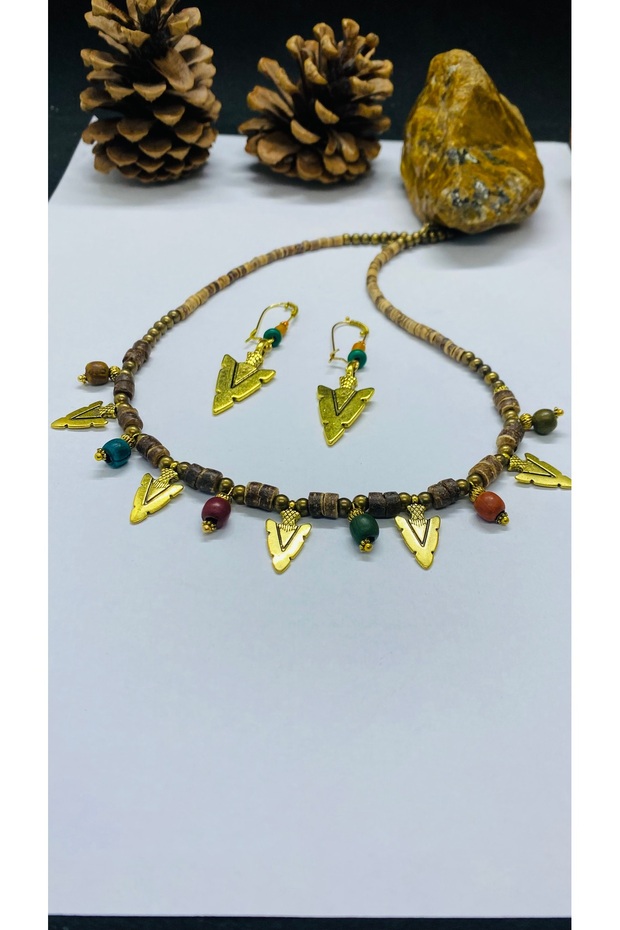 Handmade Ethnic Hippie Authentic Spearhead Necklace Earrings Set