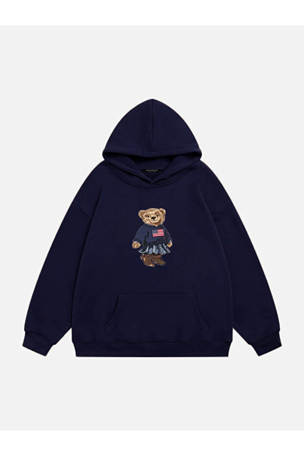 Women's Teddy Girl Printed Hooded Fleece Oversize Sweatshirt