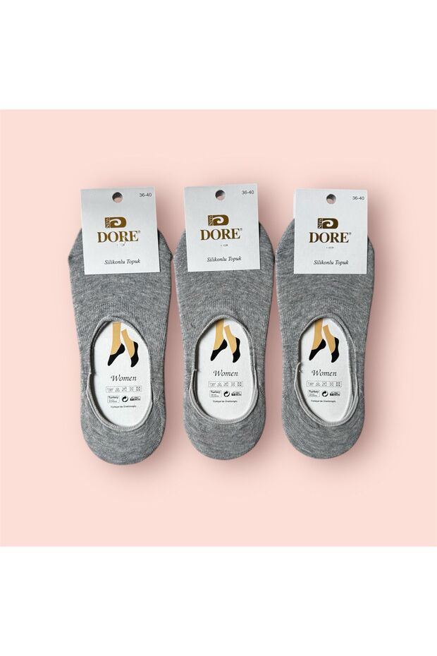 3 Pairs of Silicone Heeled Women's Ballerina Socks
