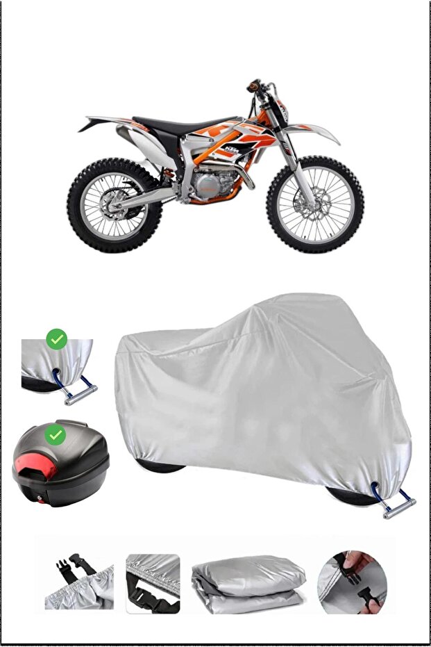 KTM 250FREERIDER حقيبة خلفية متوافقة مع قفل الدراجة النارية المقاوم للماء - رمادي