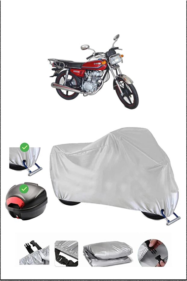 قفل خلفي لدراجة نارية KUBA CG100/KM125-6 متوافق مع مقاومة للماء - رمادي