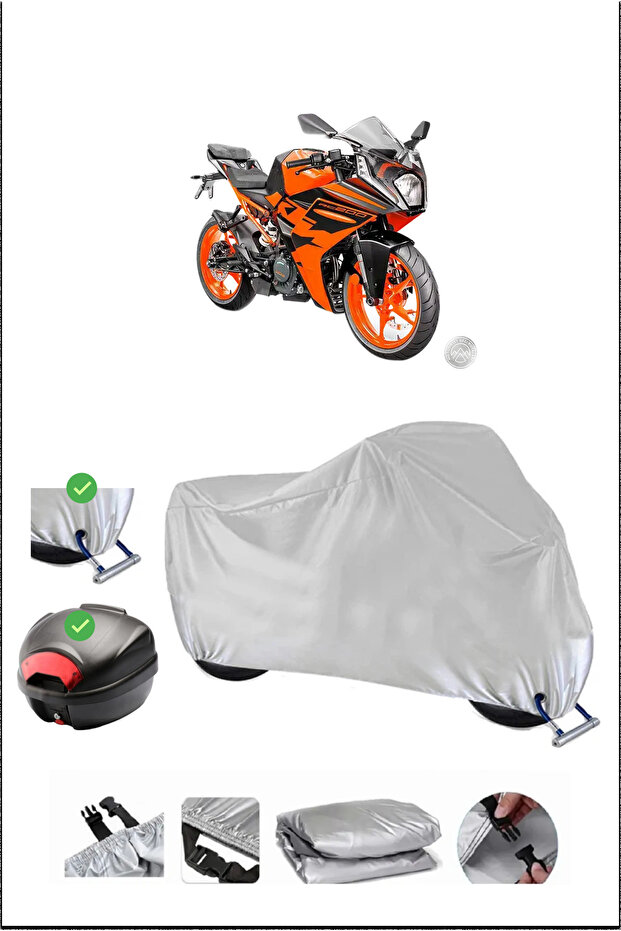 Ktm 200Rc Rear Bag Lock Compatible Waterproof Motorcycle Tarpaulin-Gray