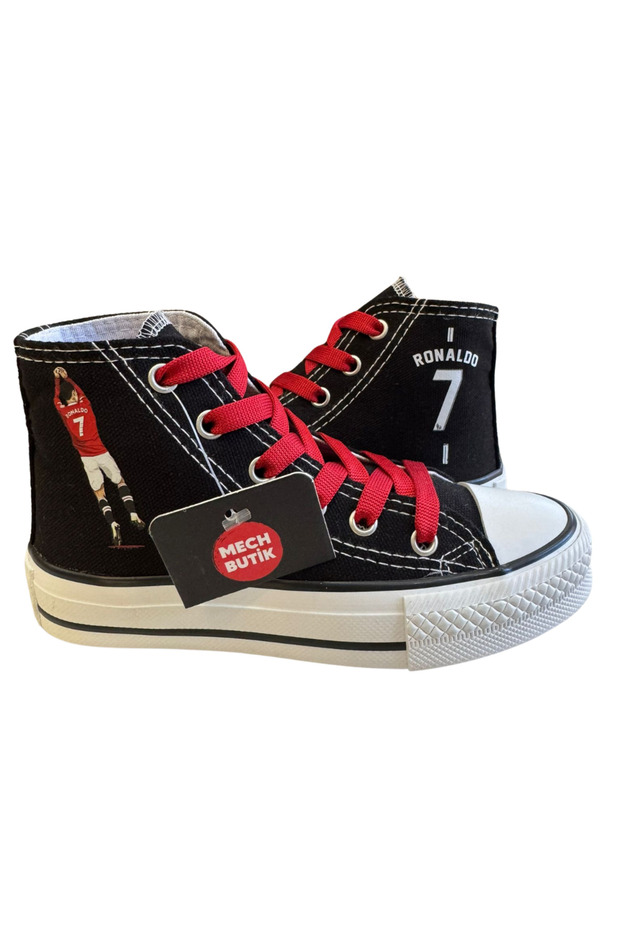 Ronaldo Printed Black Red Lace-Up High Top Sneakers Sneakers