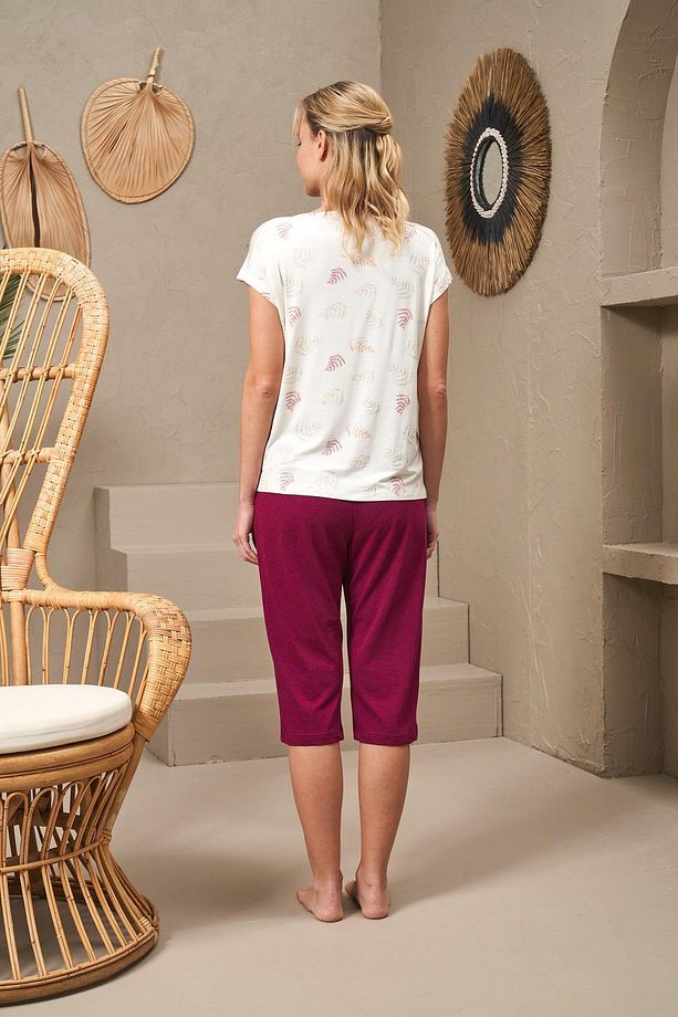 25145 Kadın Kısa Kollu Kapri Pijama Takımı - 6