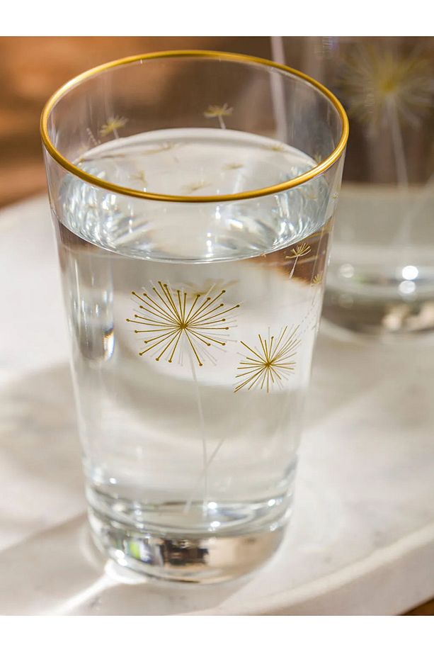 LCW Sarı Çiçek Baskılı Cam Su Bardağı 3'lü 400 Ml - 2