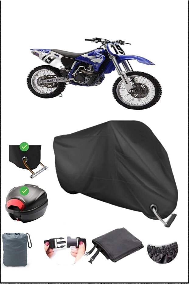 أسود YAMAHA YZ 400 F قفل خلفي متوافق مع القماش المشمع المقاوم للماء (دراجة نارية)