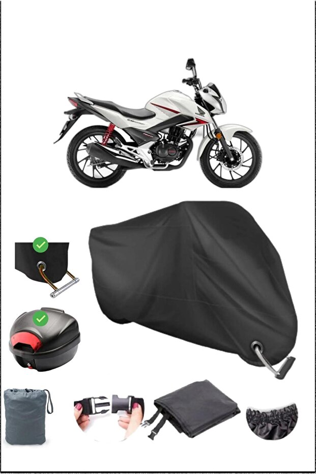 أسود HONDA CB 125 F قفل خلفي متوافق مع القماش المشمع المقاوم للماء (دراجة نارية)