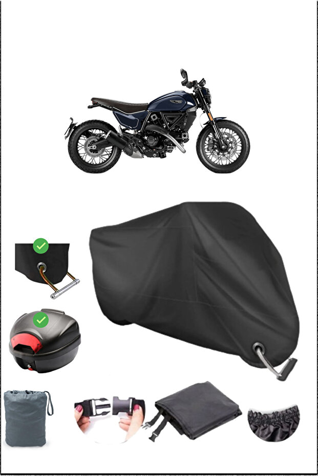أسود DUCATI SCRAMBLER NIGHTSHIFT ARKA LOCK LOCK متوافق مع القماش المشمع المقاوم للماء (دراجة نارية)