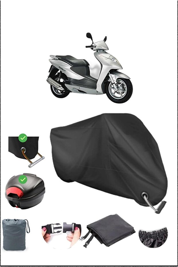 Black Honda Dylan 125 Rear Bag Lock Compatible Waterproof Canvas (Motorcycle)