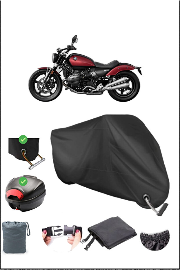 Black Bmw R 12 Rear Bag Lock Compatible Waterproof Canvas (Motorcycle)