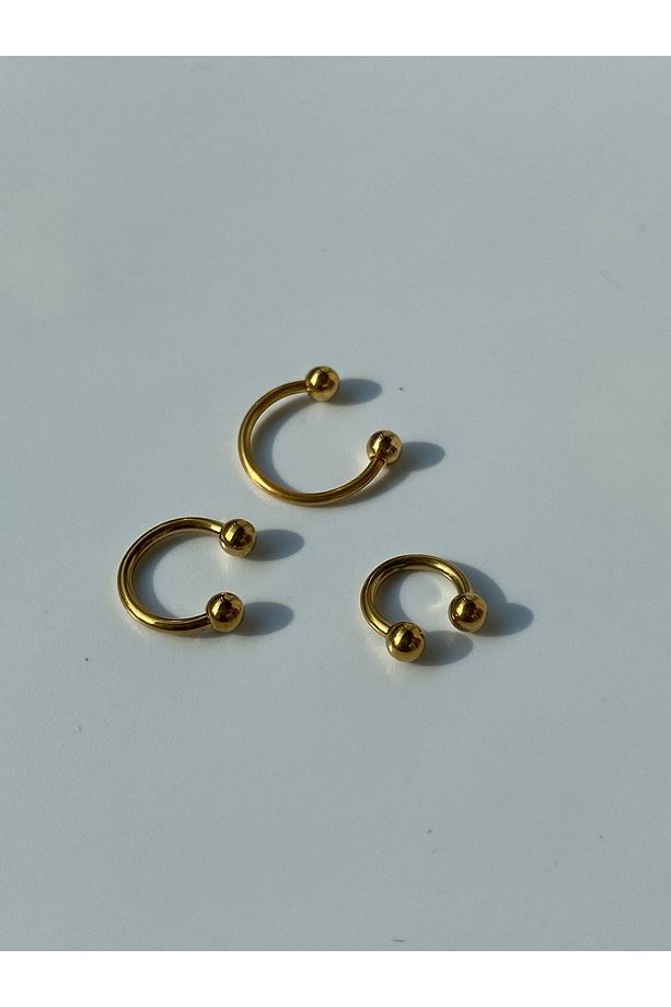 Smiley Piercing Çelik  Tragus, Helix, Rook, Kıkırdak Set 3 Adet - 3