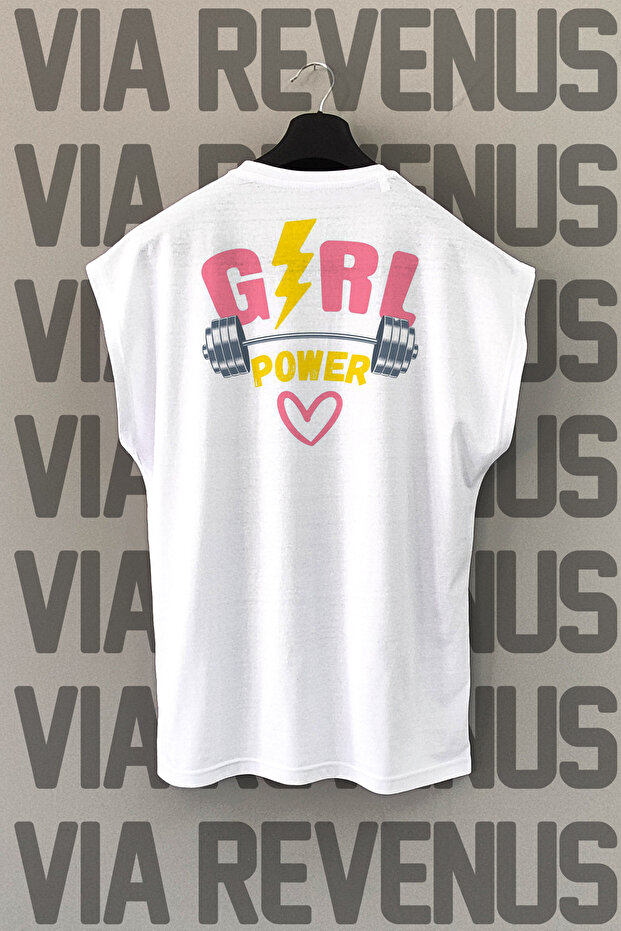 Girl Power Back Printed Zero Sleeve Sports Tshirt