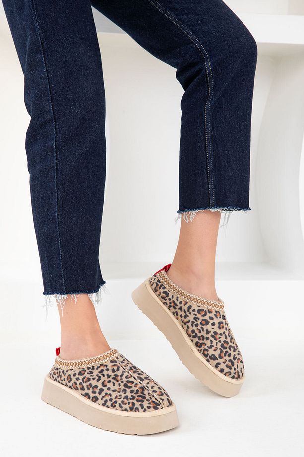 Bej Leopar Kadın Bot & Bootie 19762 - 3