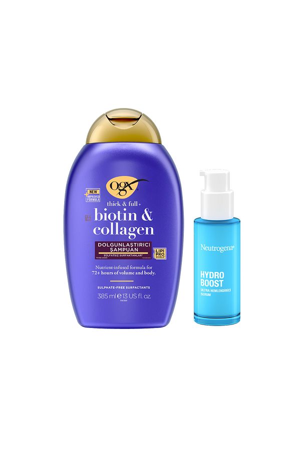 Biotin Kolajen Sülfatsız Şampuan 385 ml Neutrogena Hydro Boost Canlandırıcı Serum Kapsül 30 ml - 2