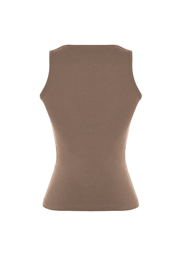 Vizon Pamuklu Halter Yaka Fitted/Vücuda Oturan Esnek Örme Atlet TWOSS23AL00069 - 7