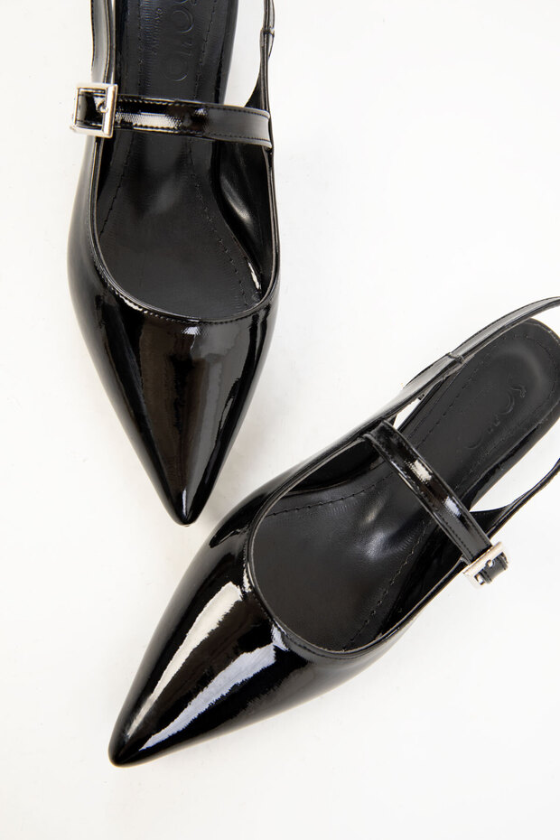 Fekete lakkbőr női balerina 20234 - 4