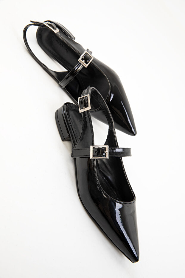 Fekete lakkbőr női balerina 20234 - 6