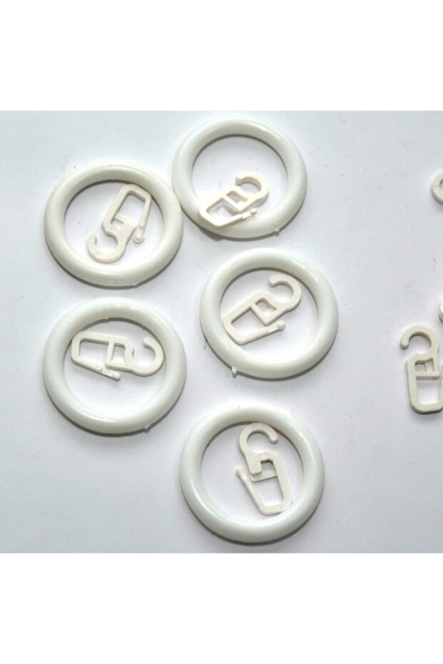 Rustik Perde Halkası Ve Klips Beyaz Rengi- 10 Adet - 1