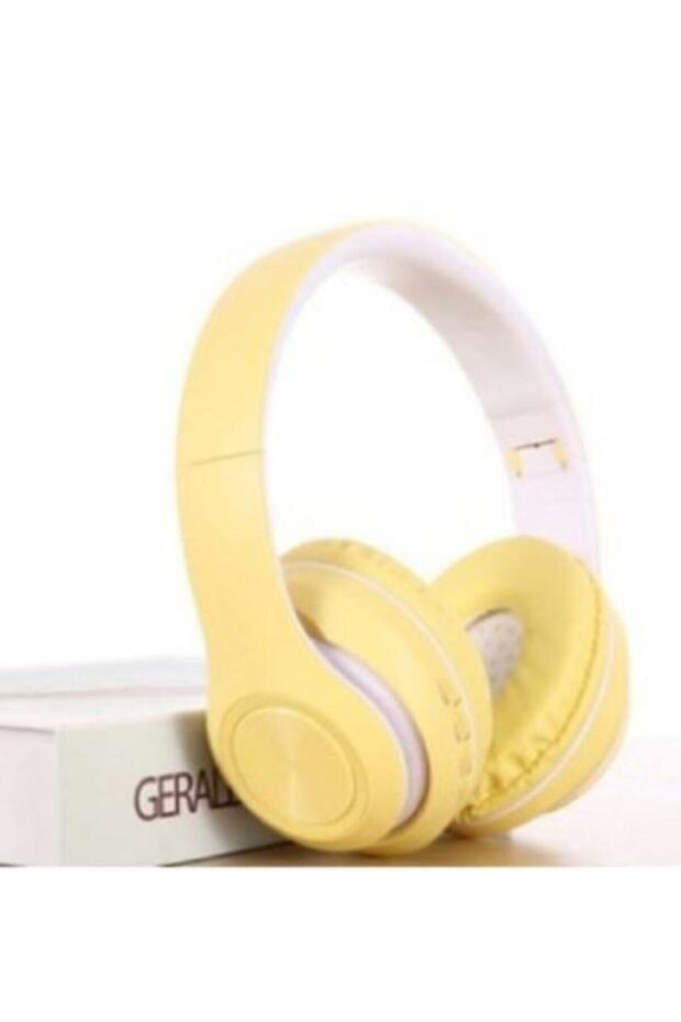Bluetooth Kulaklık Kablosuz Mikrofonlu Stereo Macaron 5.0 Sarı - 1