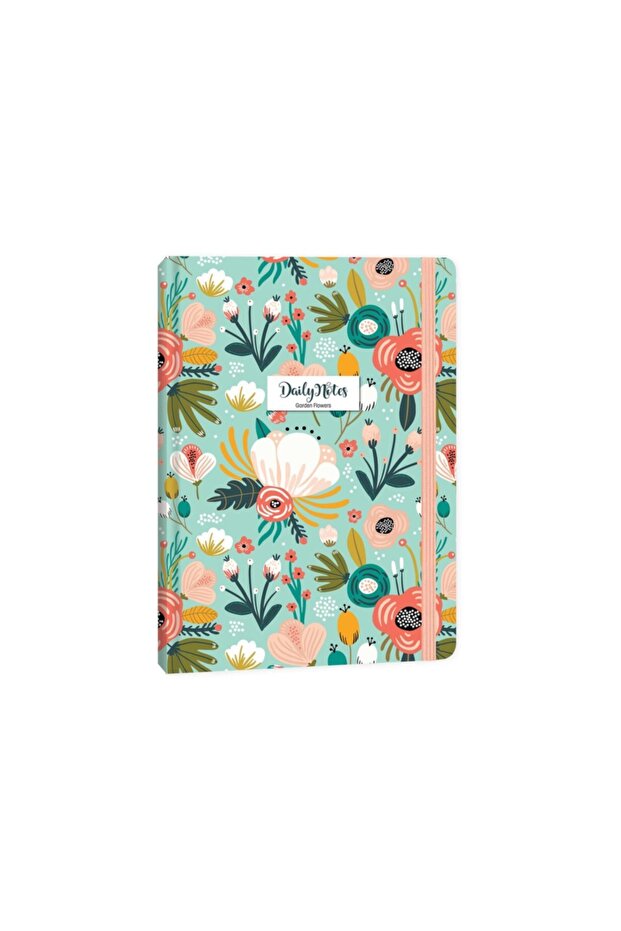 A5 80 Sheets Lined Hard Cover Hardcover Notepad Daily Notes Flowers - Green410260-9