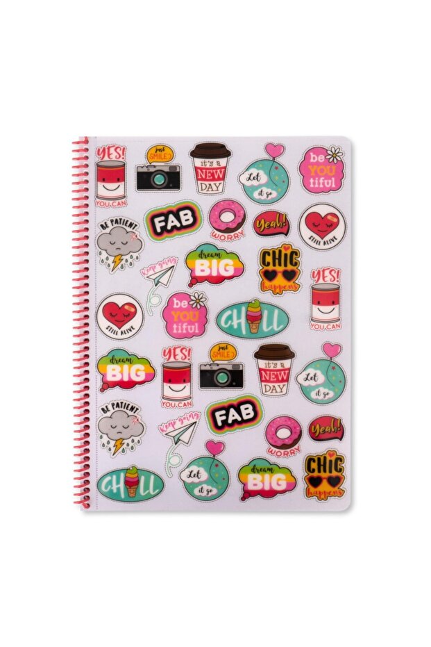 دفتر ملاحظات مخطط مقاس A4 Sweet Fun - رمادي