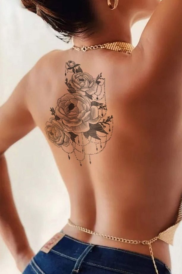 Gül Geçici Dövme,geçici Tattoo ,vücut Dövme,kol Bilek Dövme,boyun Dövme,sırt Dövme - 1