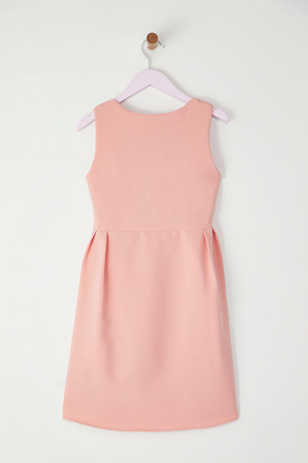 Pembe Kurdele Detaylı Mini Me Anne-Kız Dokuma Elbise TKDSS25EL00046 - 9