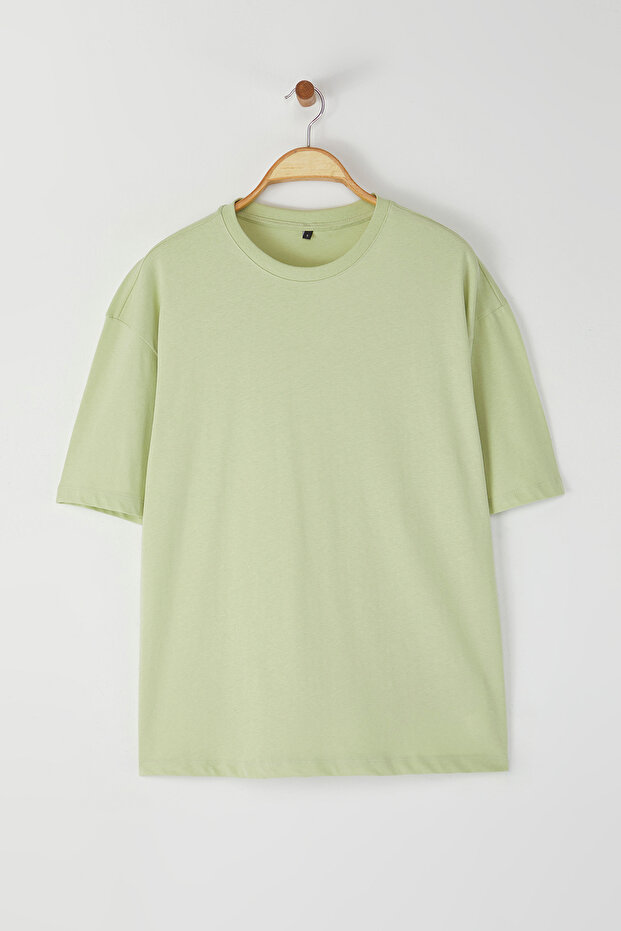 Mint Oversize/Geniş Kesim %100 Pamuk Kısa Kollu Basic T-Shirt TMNSS22TS0318 - 7