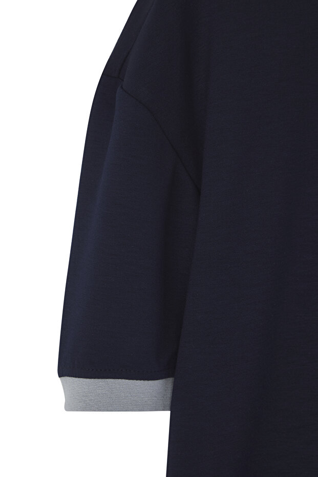 Lacivert Boxy Fit/Kare Kesim Yumuşak Doku İnterlok Kumaş T-Shirt TMNSS25TS00078 - 7