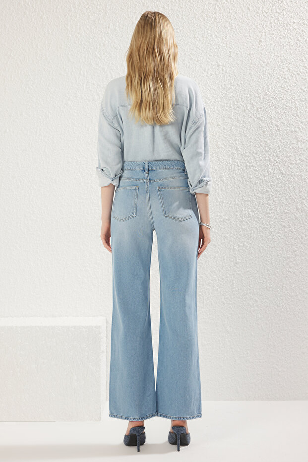 Açık Mavi More Sustainable Yüksek Bel Wide Leg Jeans TWOSS25JE00054 - 5