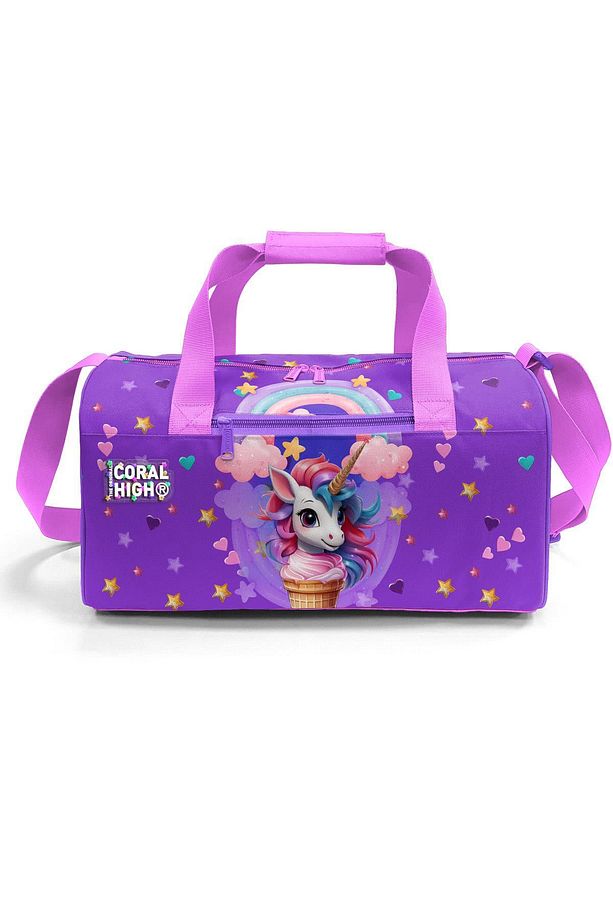 Mor Pembe Unicorn Dondurma Desenli Spor Çantası 27542 - 2