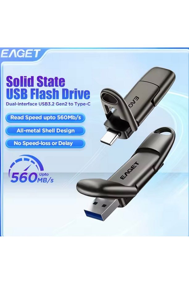 SU50  256Gb.Yüksek Hızlı 560Mbs Type-C Ve Usb 3.2 Flash Bellek İphone 15/16 Type-C Girişli Tüm TLF. - 1