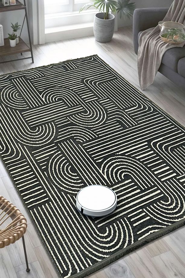 Şönil Kilim İskandinav Desenli Modern Yumuşak Dekoratif Kolay Temizlenebilir Salon Antre Halısı - 5