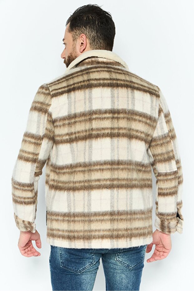 جاكيت رجالي من قماش ناعم، كريمي - 4