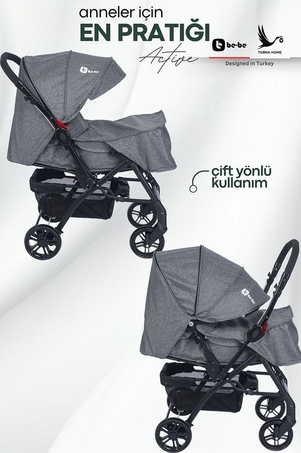 Active Pusetli Set (Çift yönlü bebek arabası, Taşıma puseti, Bakım çantası, Yağmurluk, Ayak örtüsü) - 6