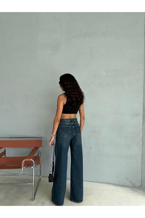 BAGGY FIT PENS DETAYLI TİNT YIKAMALI JEAN - 7