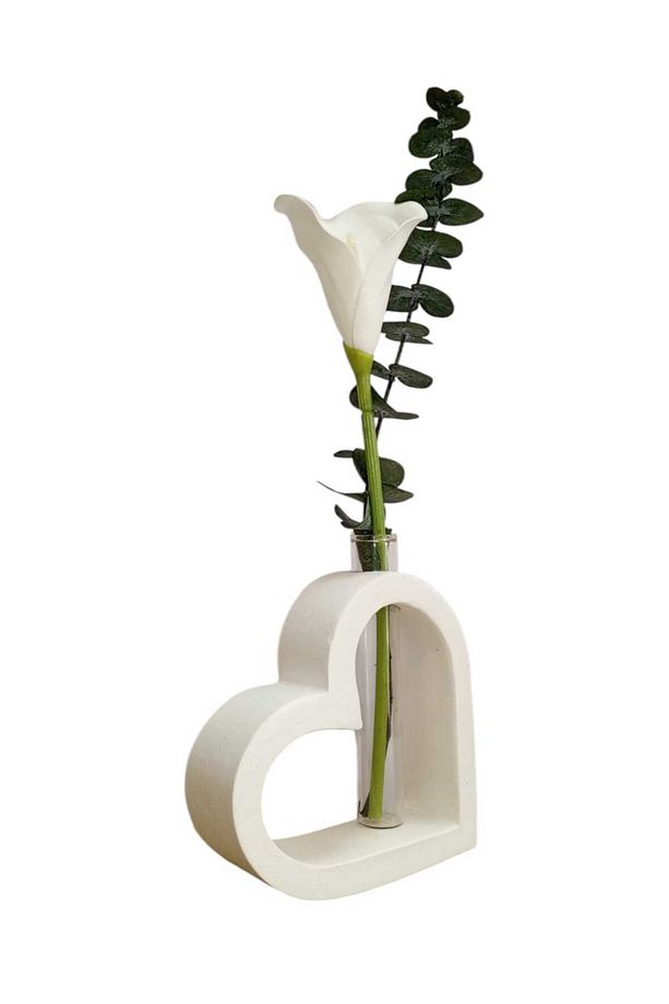 Dekoratif Kalp Şeklinde Vazo, Biblo, Çiçeklik, Hediyelik - 3
