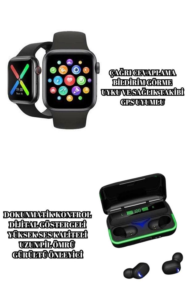 Ucuz ve Kaliteli Kulaklıklı Saat Seti Bluetooth Bağlantılı Akıllı Saat ve Kulaklık - 2