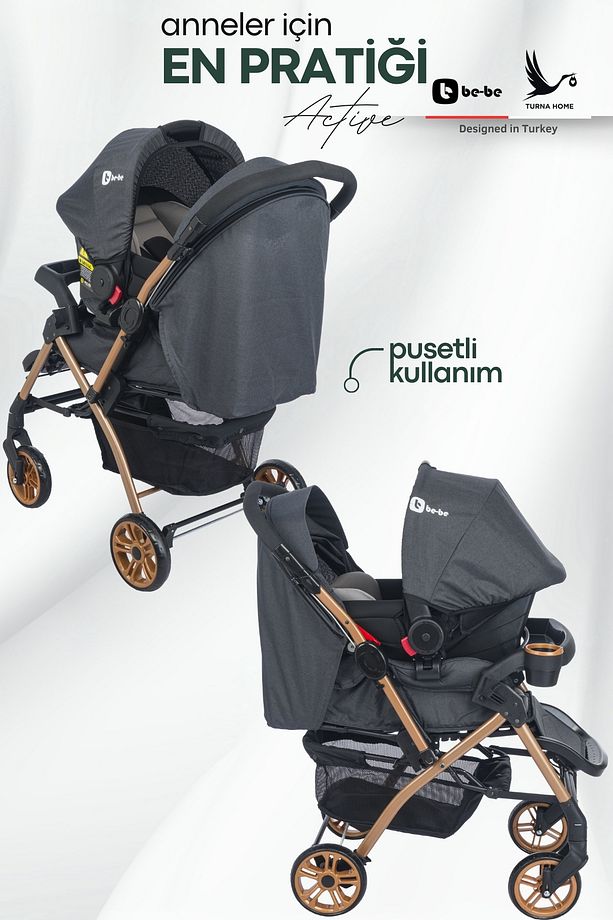 Active Pusetli Set (Çift yönlü bebek arabası, Taşıma puseti, Bakım çantası, Yağmurluk, Ayak örtüsü) - 2