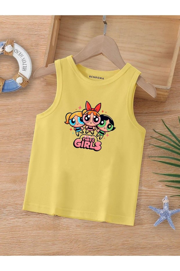 Cartoon Character Printed Sleeveless Children's T-Shirt
