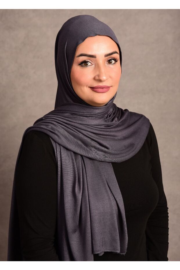 Women's Hijab Combed Cotton Shawl with Special Stitching, Long Seasonal Plain Smoked Color