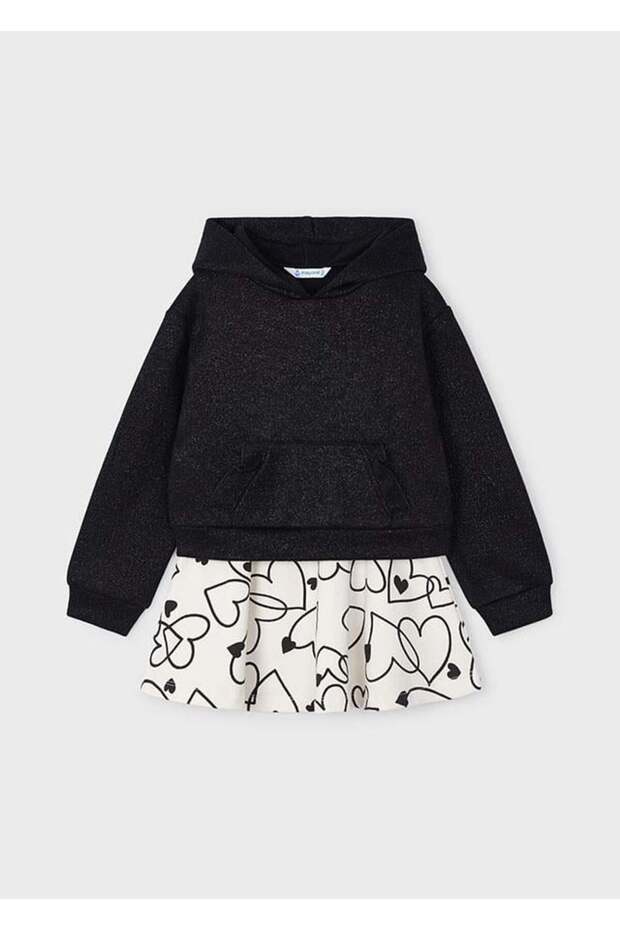 Girl's Heart Printed Skirt 2-Piece Set