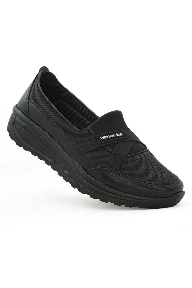 Wanette Women's Black Four Point Orthopedic Sole Easy Wear Latched Casual Shoes