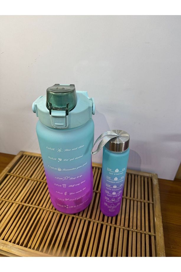 Motivasyonel Su Matarası, Pipetli 2 Litre + 500 ml Hediyeli Tritan Şişe, Sticker Hediyeli, Bpa yok - 3