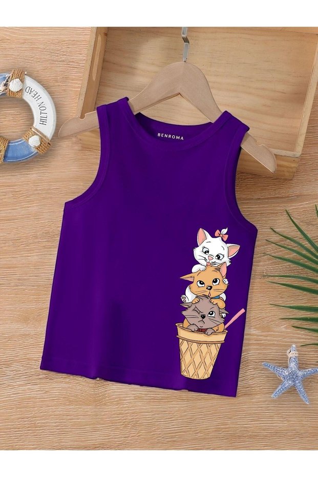 Cartoon Character Printed Sleeveless Children's T-Shirt