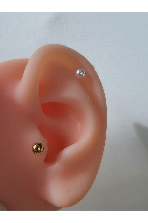 İnci Top Uçlu Çelik Tragus Helix Kıkırdak Piercing Tek Adet - 1